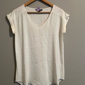 Express Silky White V-neck Cap Sleeve Blouse